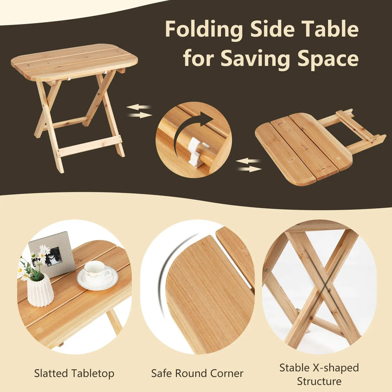 Front Porch Rocking Chair and Foldable Table Set for Outdoors-Natural by DirectDeals