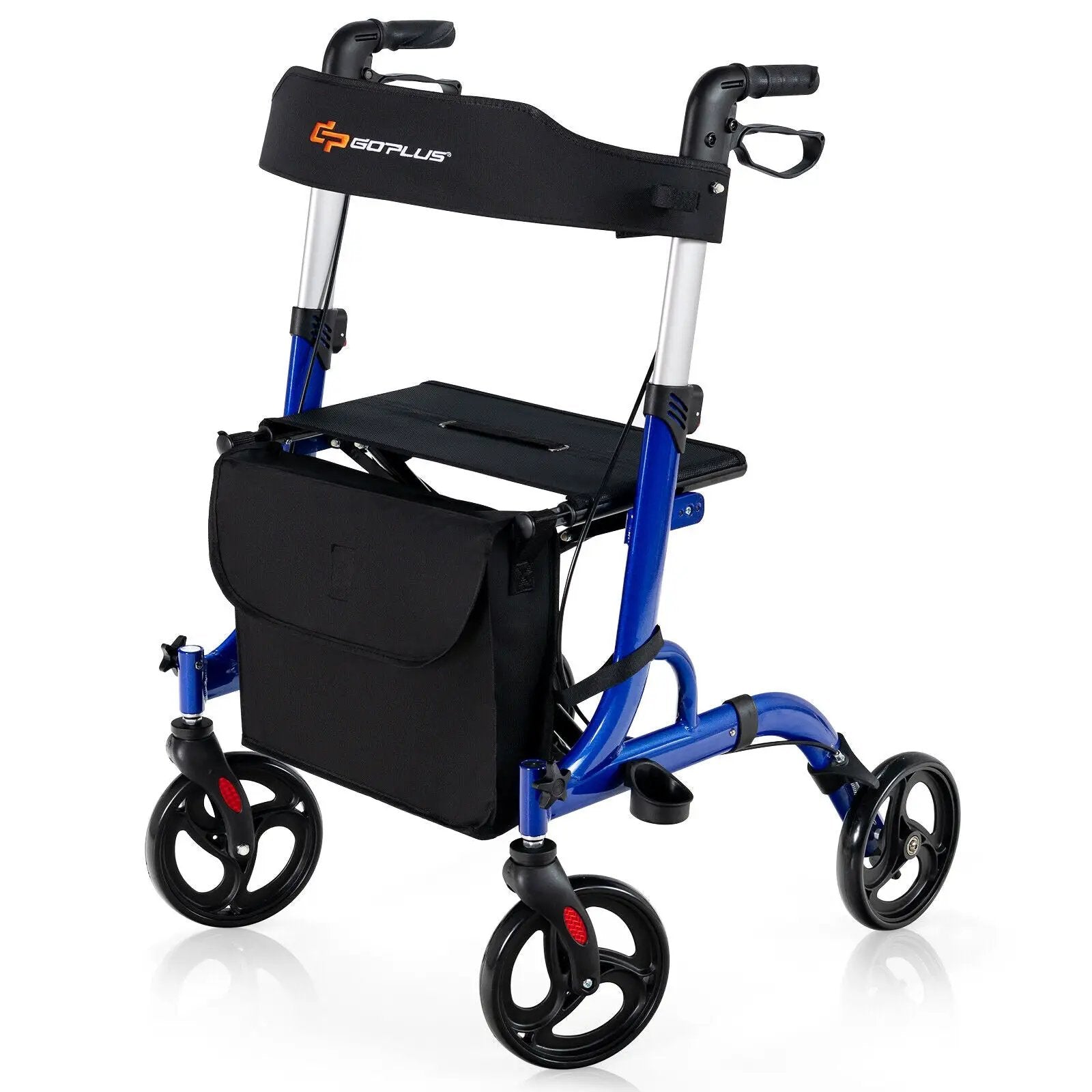 Folding Aluminum Rollator Walker with 8 inch Wheels and Seat by DirectDeals