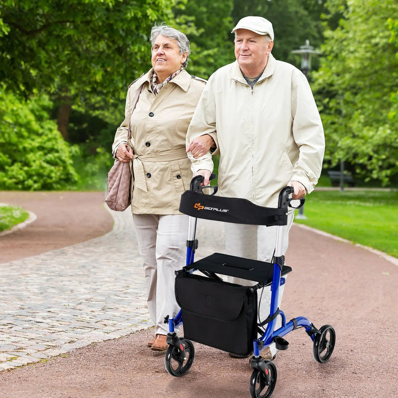 Folding Aluminum Rollator Walker with 8 inch Wheels and Seat by DirectDeals