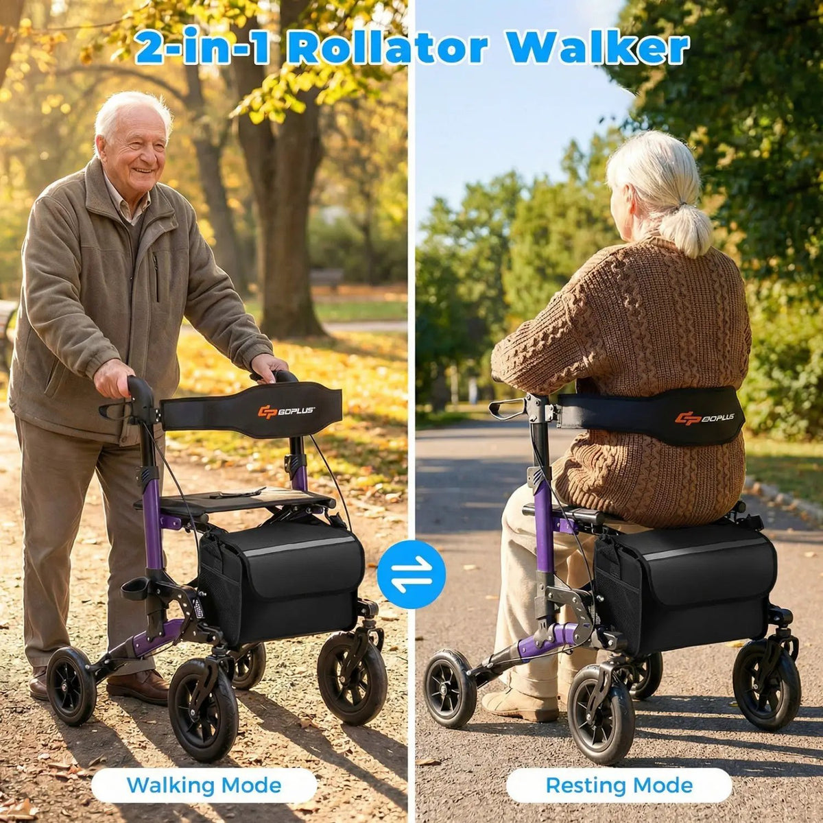 Rollator Walker for Seniors Folding Rolling Walker with Seat, photo 17 of 24