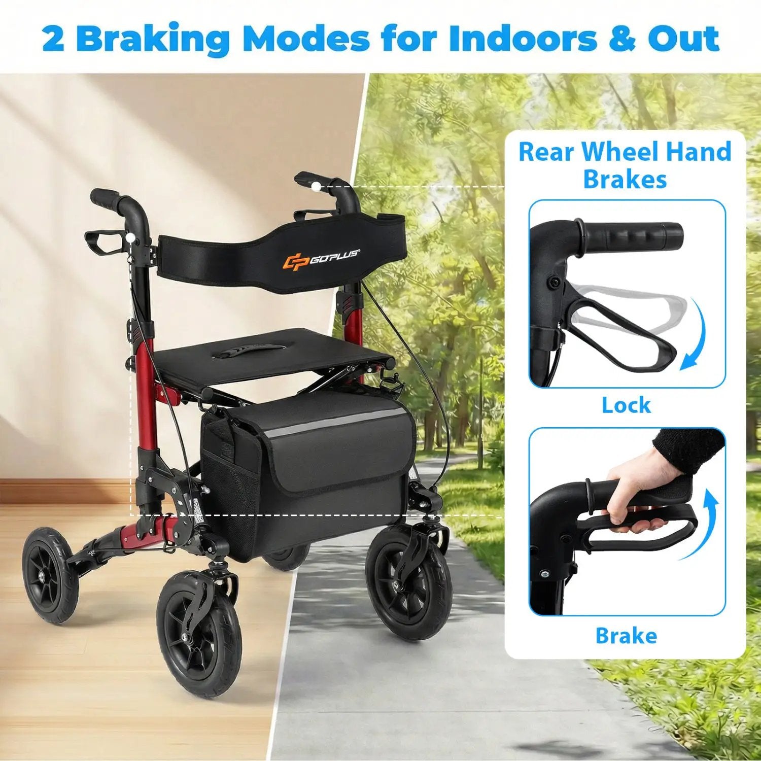 Rollator Walker for Seniors Folding Rolling Walker with Seat by DirectDeals