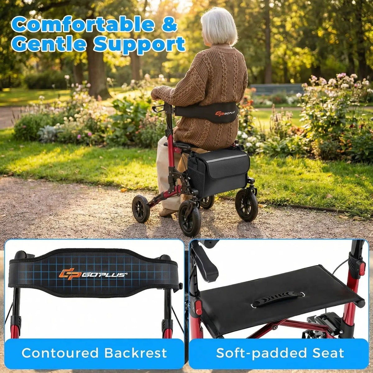Rollator Walker for Seniors Folding Rolling Walker with Seat, photo 21 of 24