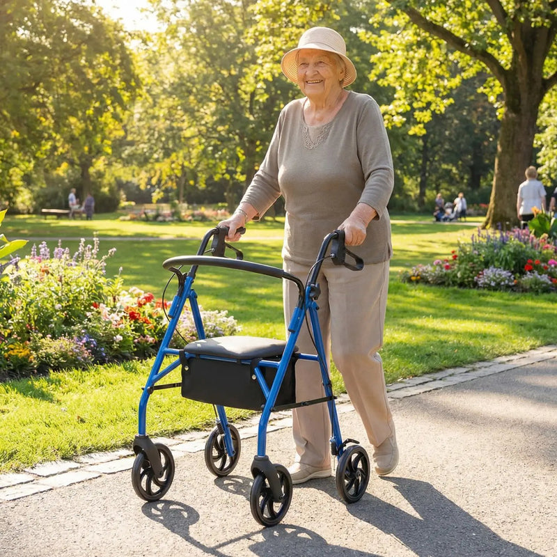 Rollator Walker with Seat and Height Adjustable Handles by DirectDeals