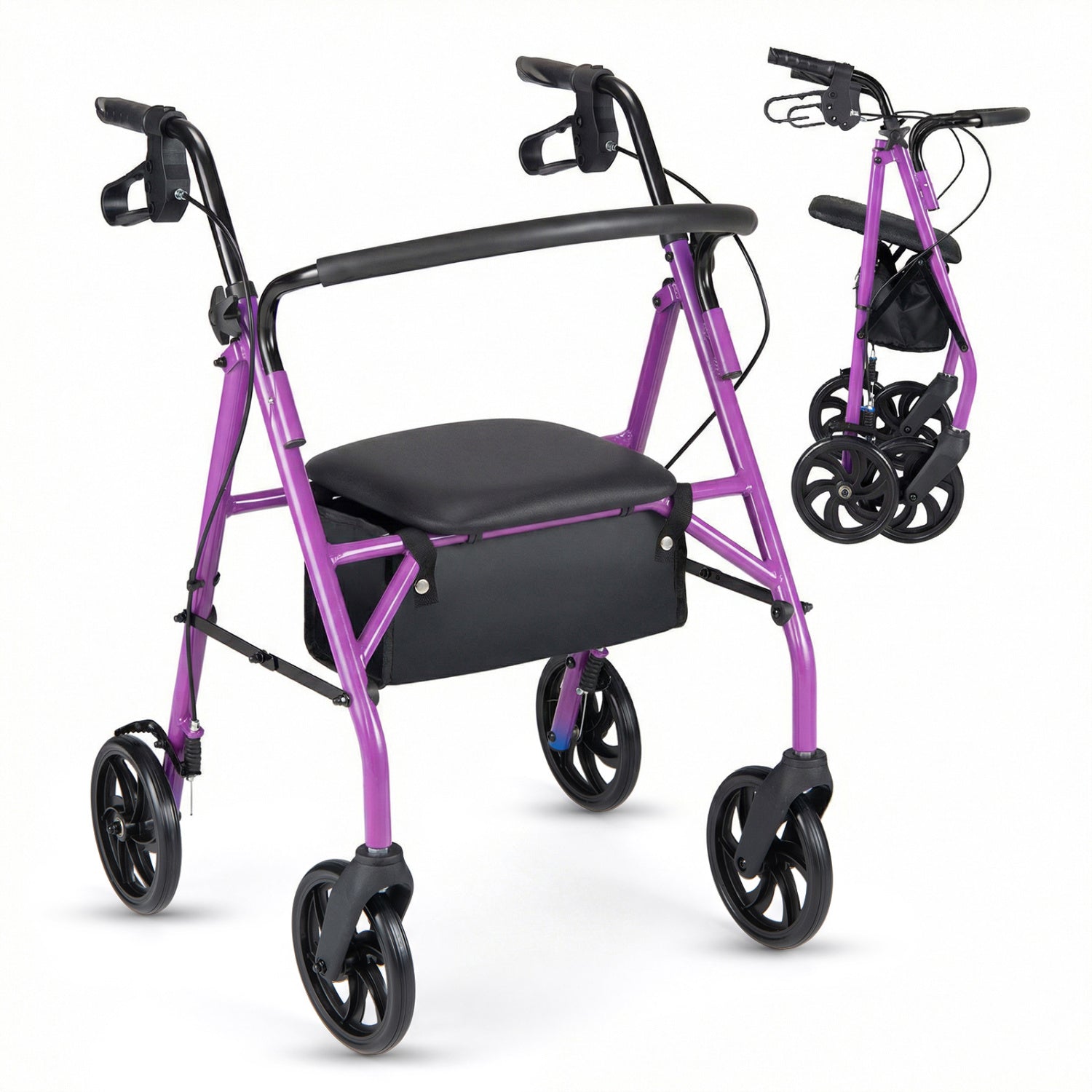 Rollator Walker with Seat and Height Adjustable Handles by DirectDeals