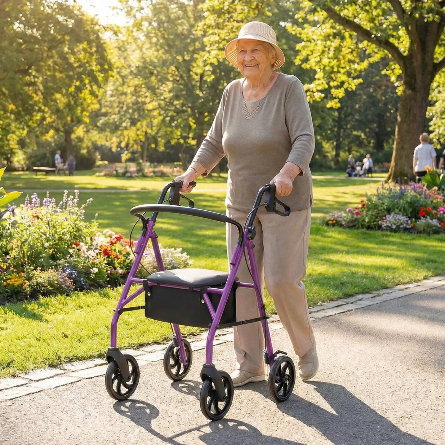 Rollator Walker with Seat and Height Adjustable Handles by DirectDeals