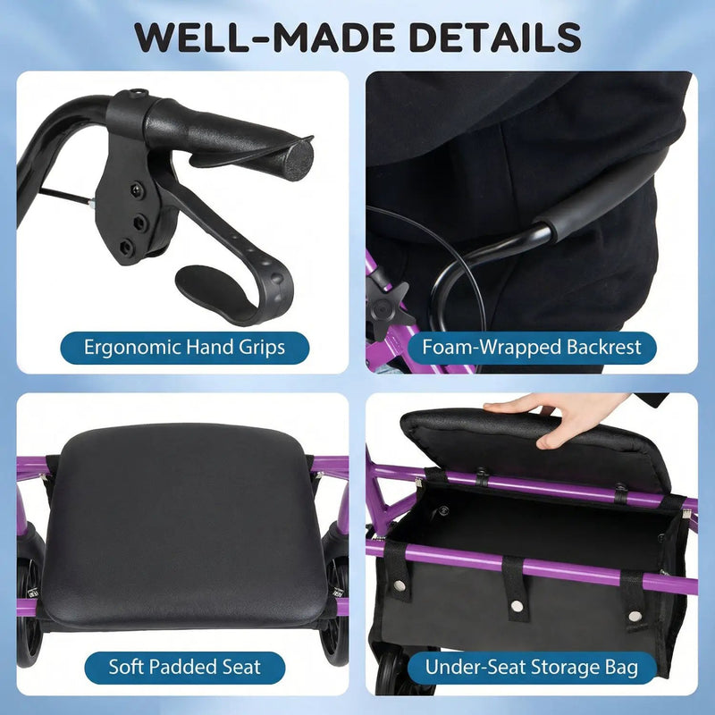 Rollator Walker with Seat and Height Adjustable Handles by DirectDeals