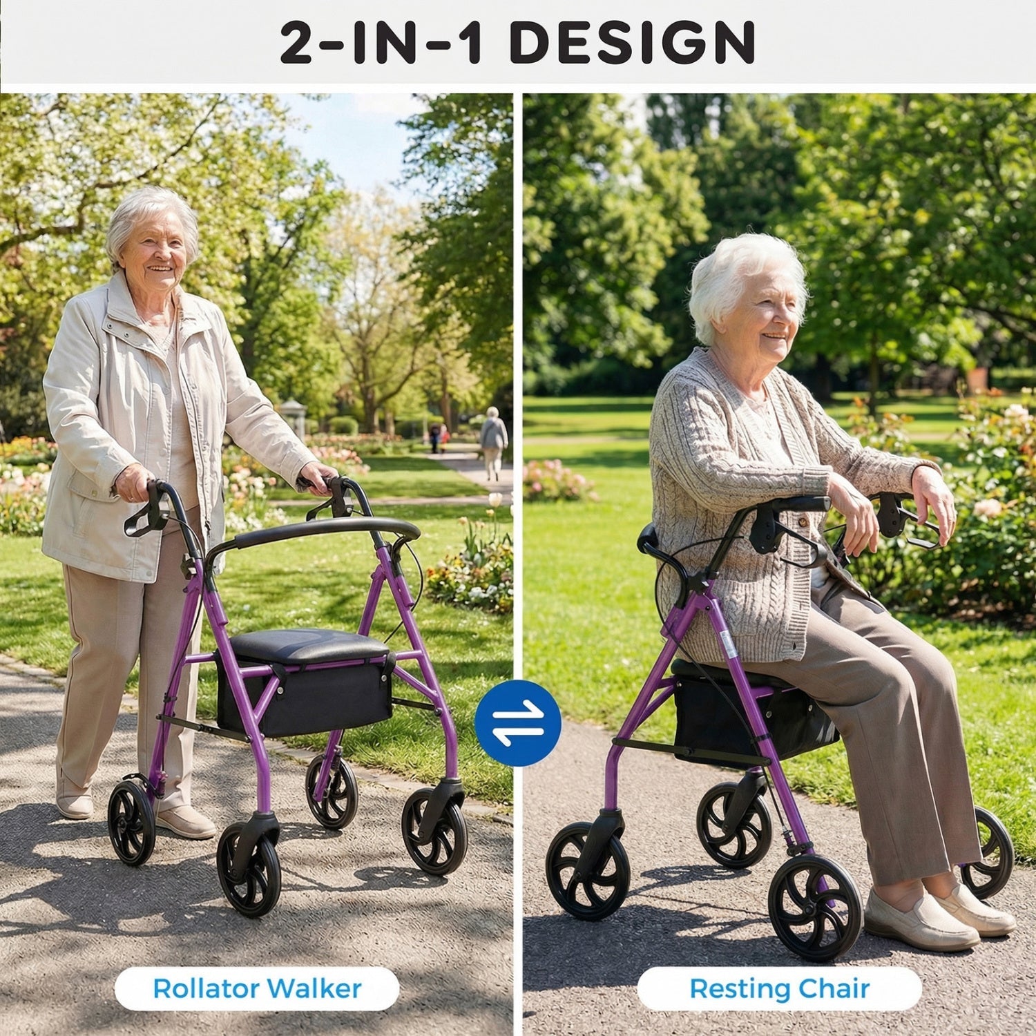 Rollator Walker with Seat and Height Adjustable Handles by DirectDeals