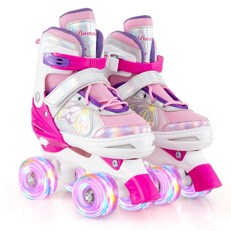 Roller Skates for Teens 4 Sizes Adjustable with Light-up Wheels for Boys Girls Ages 13+ by DirectDeals