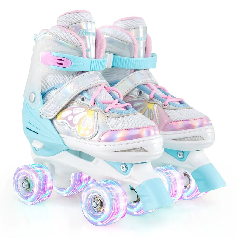Roller Skates for Teens 4 Sizes Adjustable with Light-up Wheels for Boys Girls Ages 13+ by DirectDeals