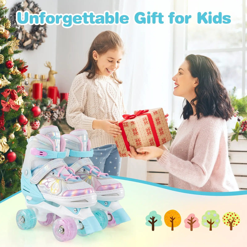 Roller Skates for Teens 4 Sizes Adjustable with Light-up Wheels for Boys Girls Ages 13+ by DirectDeals