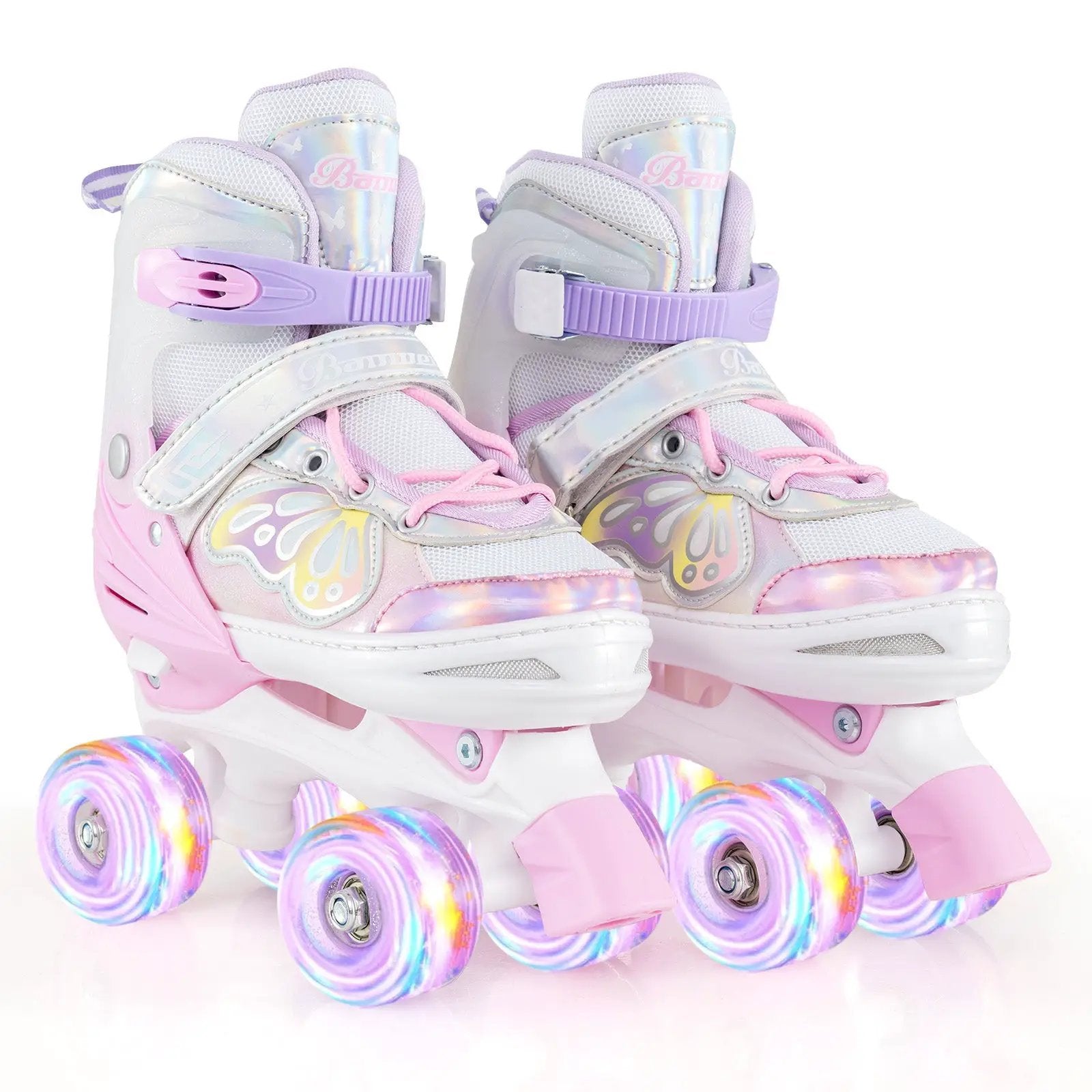 Roller Skates for Teens 4 Sizes Adjustable with Light-up Wheels for Boys Girls Ages 13+ by DirectDeals