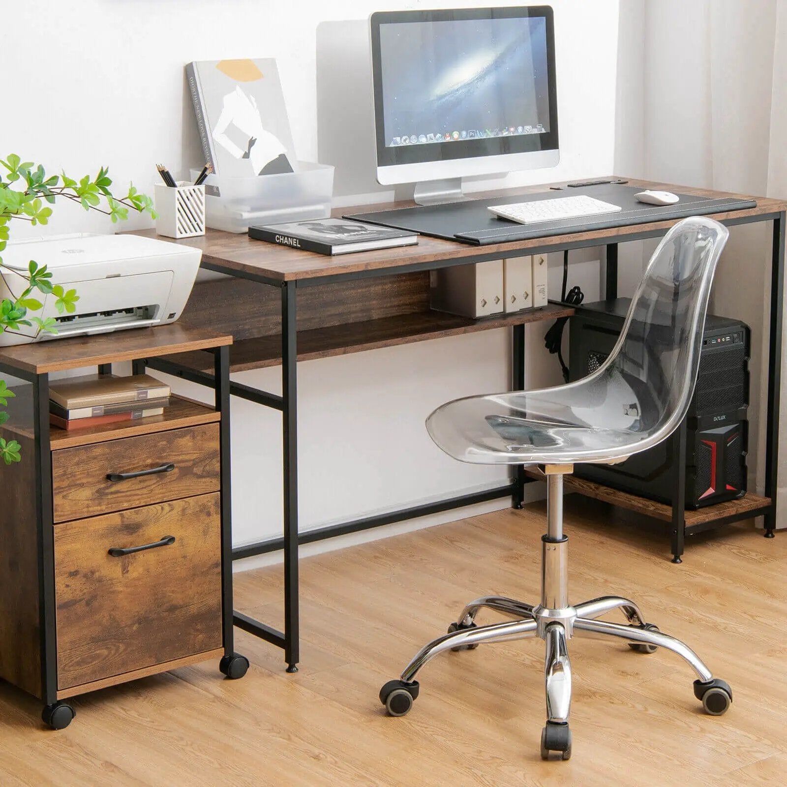 Swivel Acrylic Armless Adjustable Height Office Chair by DirectDeals