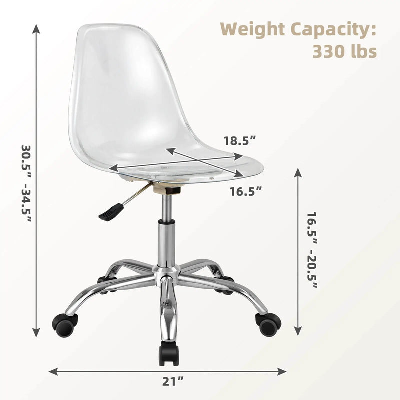 Swivel Acrylic Armless Adjustable Height Office Chair by DirectDeals