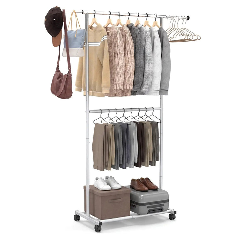 Rolling Clothes Rack Double by DirectDeals
