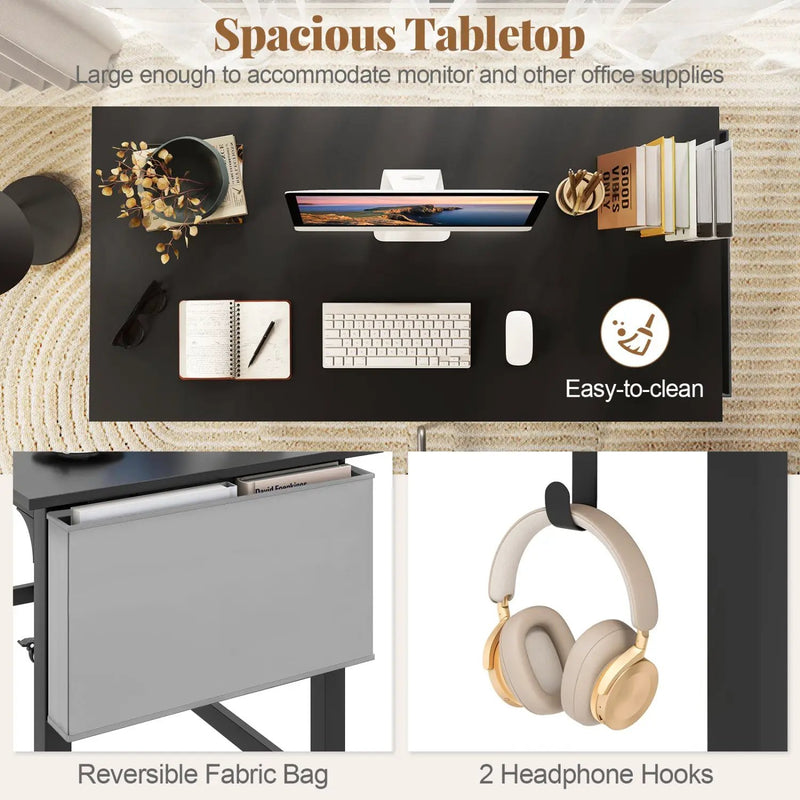 Rolling Computer Desk with Lockable Wheels 48" x 24" by DirectDeals