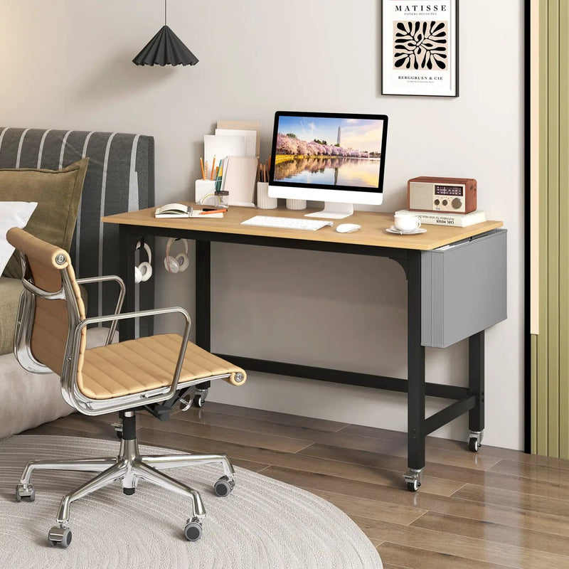 Rolling Computer Desk with Lockable Wheels 48" x 24" by DirectDeals