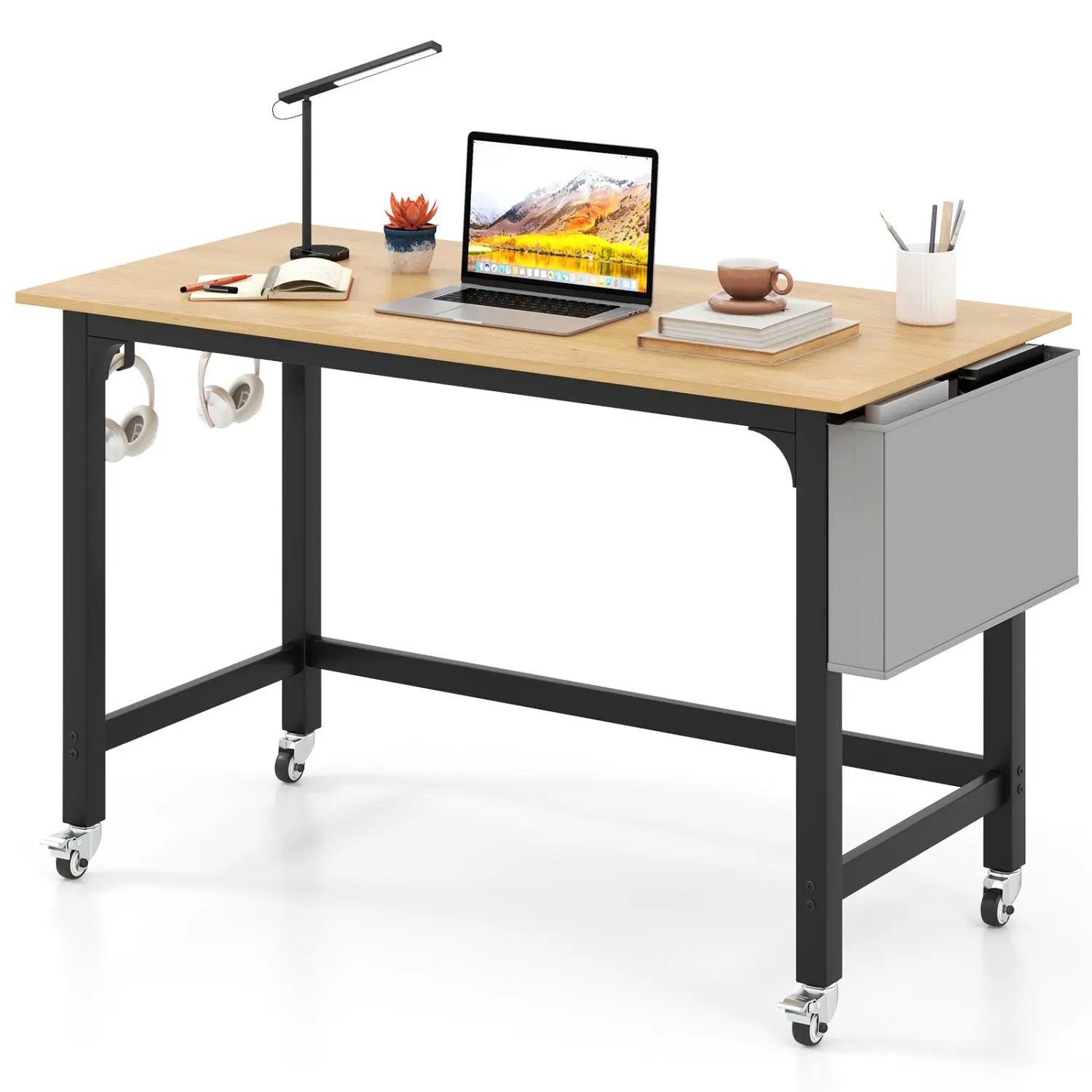 Rolling Computer Desk with Lockable Wheels 48" x 24" by DirectDeals