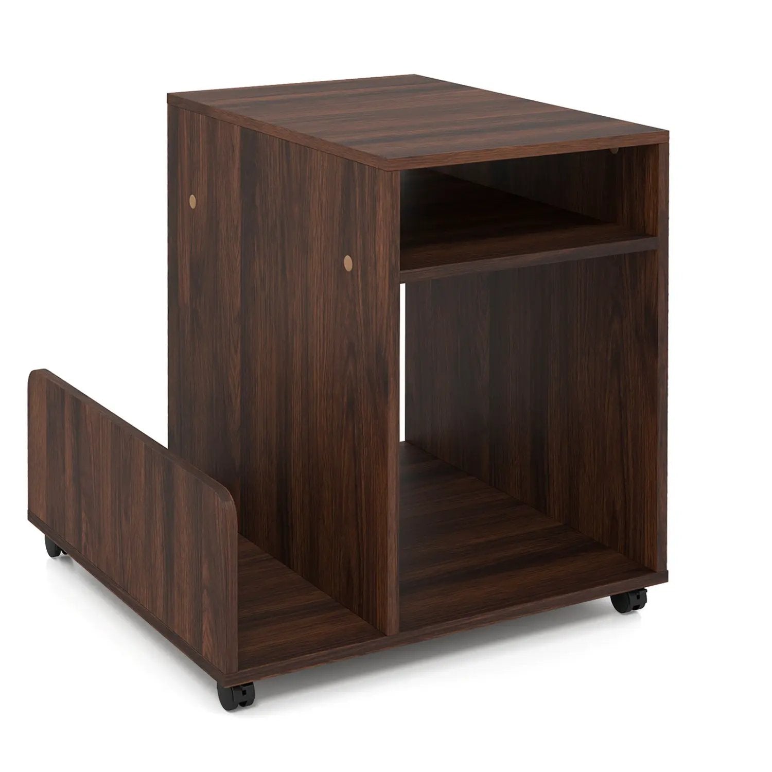 Rolling End Table 3-Tier Mobile Side Table with Side Storage Rack Modern Small Nightstand by DirectDeals