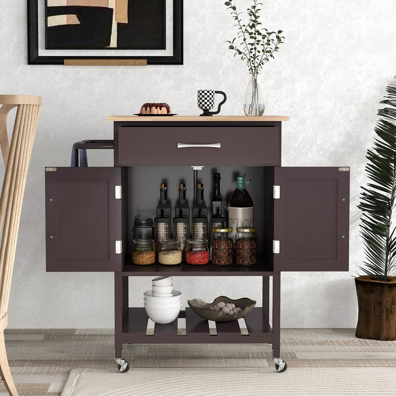 Rolling Kitchen Island Cart with Drawer and Towel Rack by DirectDeals