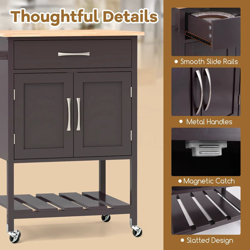 Rolling Kitchen Island Cart with Drawer and Towel Rack by DirectDeals