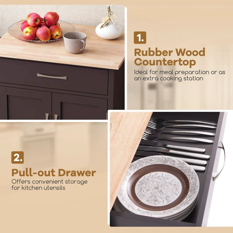 Rolling Kitchen Island Cart with Drawer and Towel Rack by DirectDeals