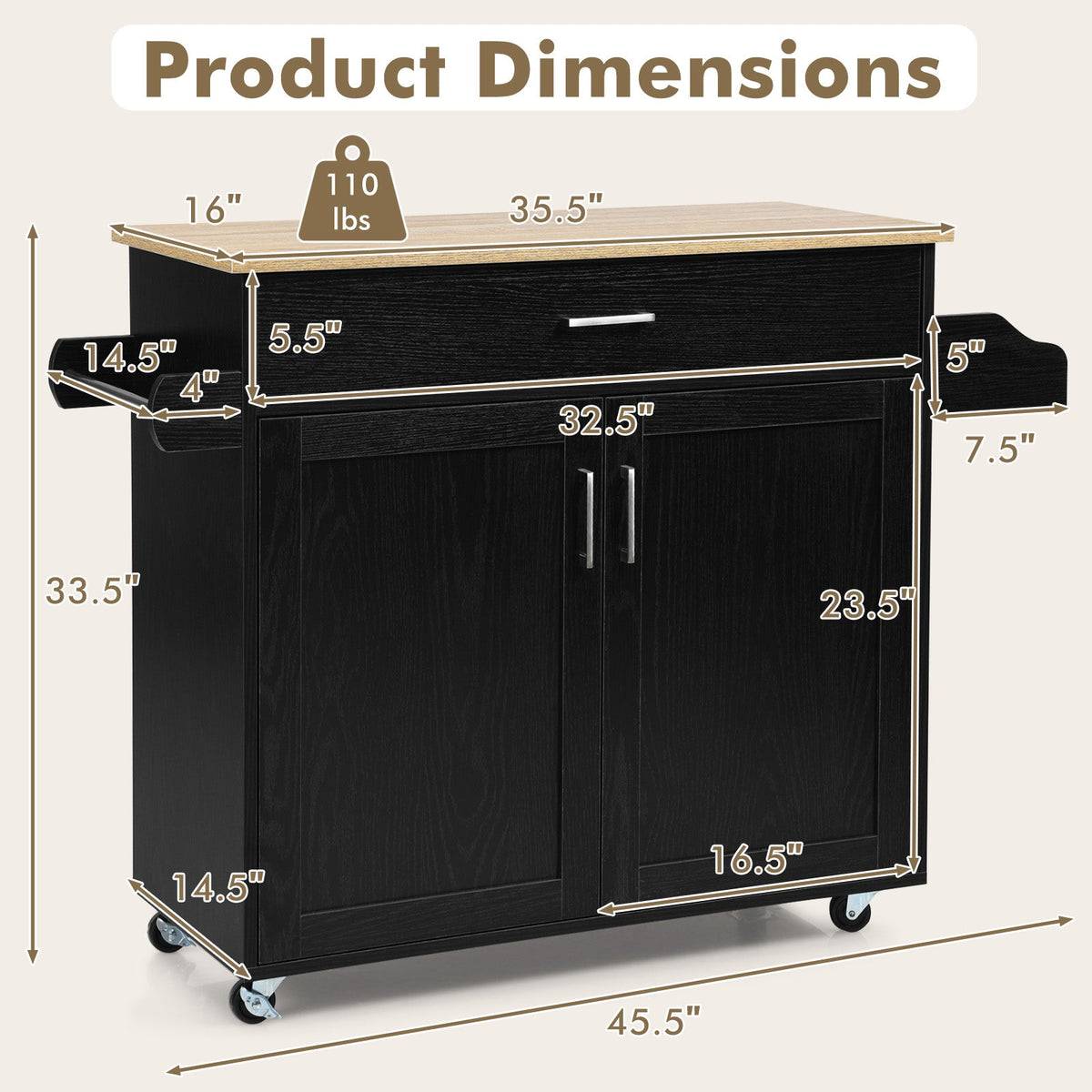 Rolling Kitchen Island Cart with Towel and Spice Rack, photo 4 of 11