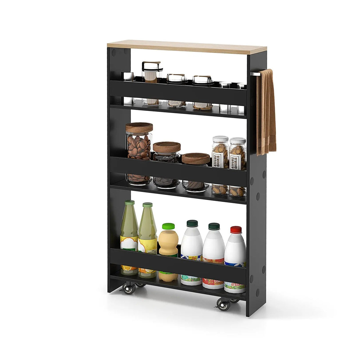 Rolling Kitchen Slim Storage Cart Mobile Shelving Organizer with Handle, photo 3 of 11