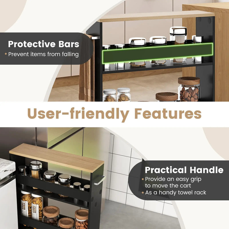 Rolling Kitchen Slim Storage Cart Mobile Shelving Organizer with Handle by DirectDeals