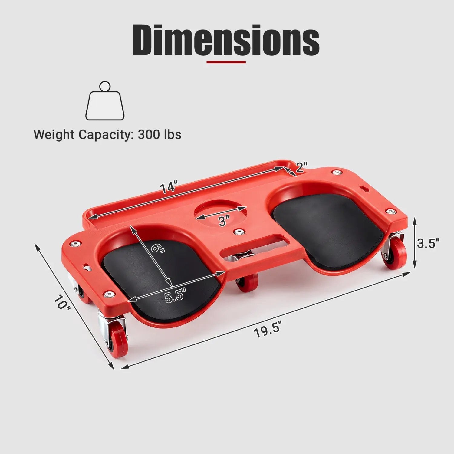 Rolling Knee Creeper with 360° Swivel Casters & Tool Trays by DirectDeals