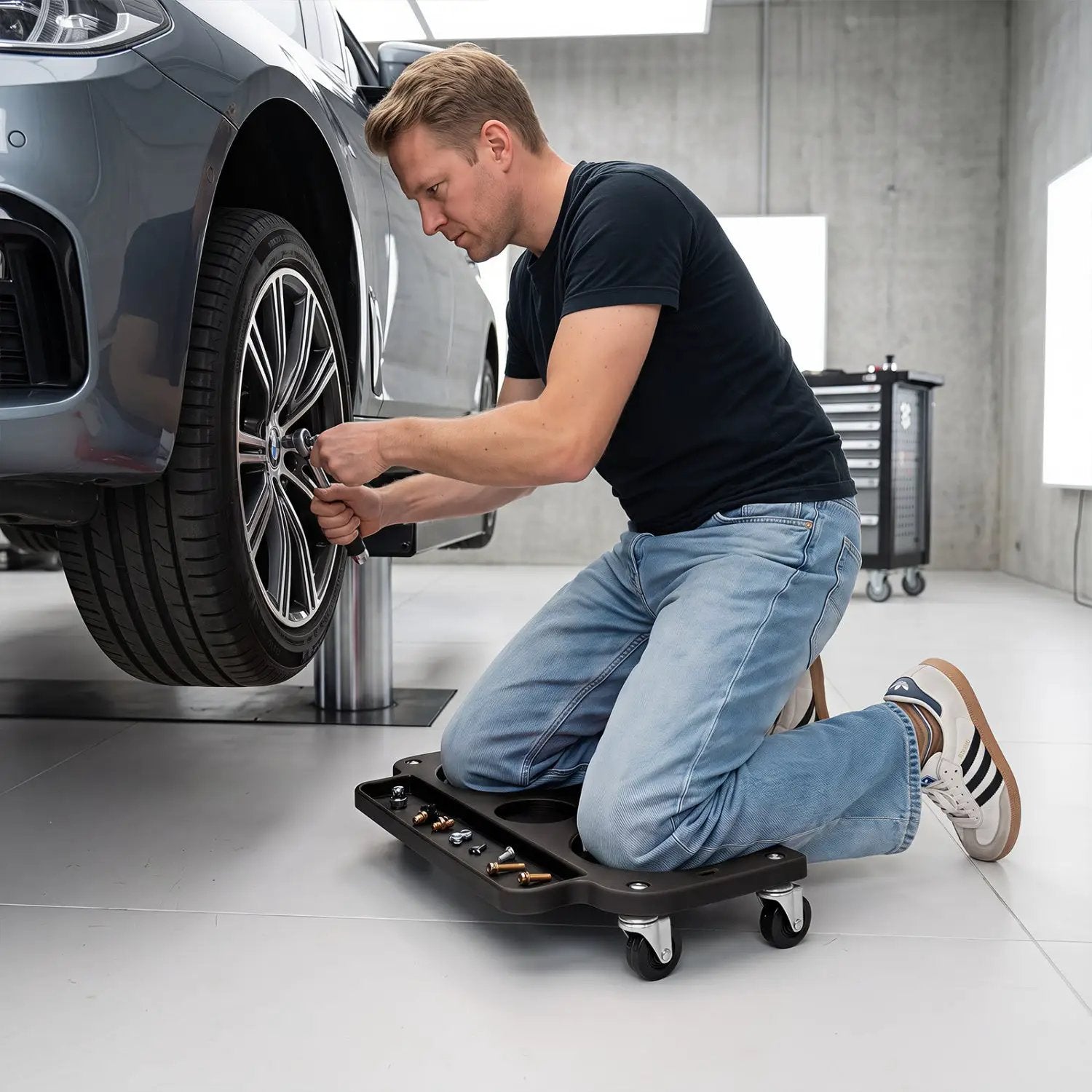 Rolling Knee Creeper with 360° Swivel Casters & Tool Trays by DirectDeals