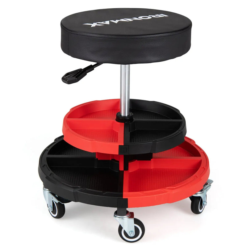 Rolling Mechanic Stool with Adjustable Height and Tool Trays by DirectDeals