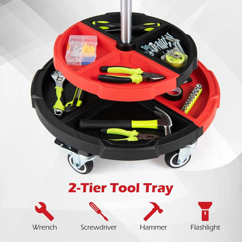 Rolling Mechanic Stool with Adjustable Height and Tool Trays by DirectDeals