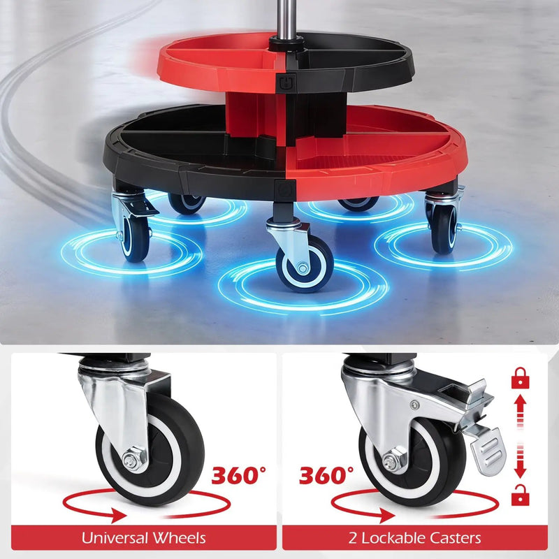 Rolling Mechanic Stool with Adjustable Height and Tool Trays by DirectDeals