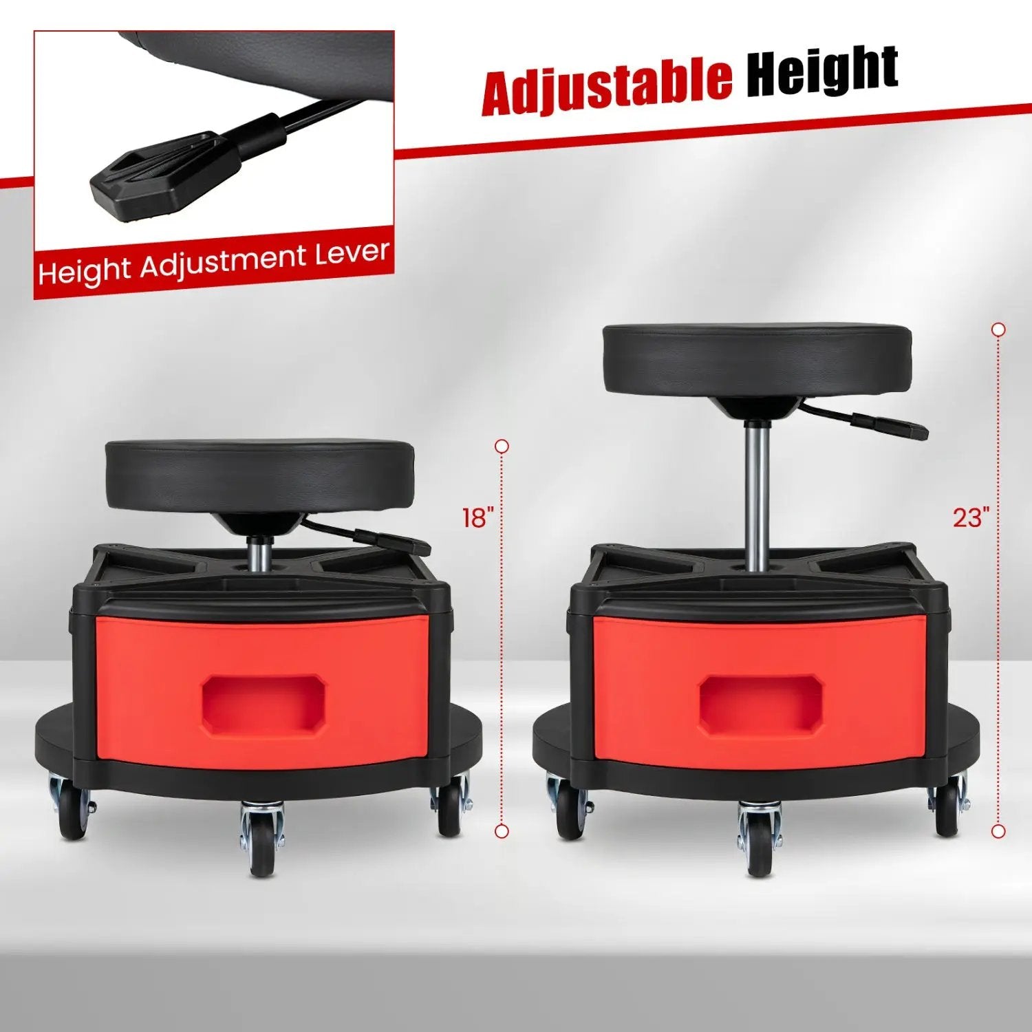 Rolling Mechanic Stool with Cushioned Seat & Tool Trays 330 LBS by DirectDeals