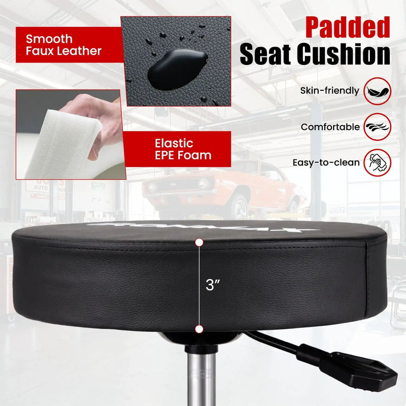 Rolling Mechanic Stool with Cushioned Seat & Tool Trays 330 LBS by DirectDeals