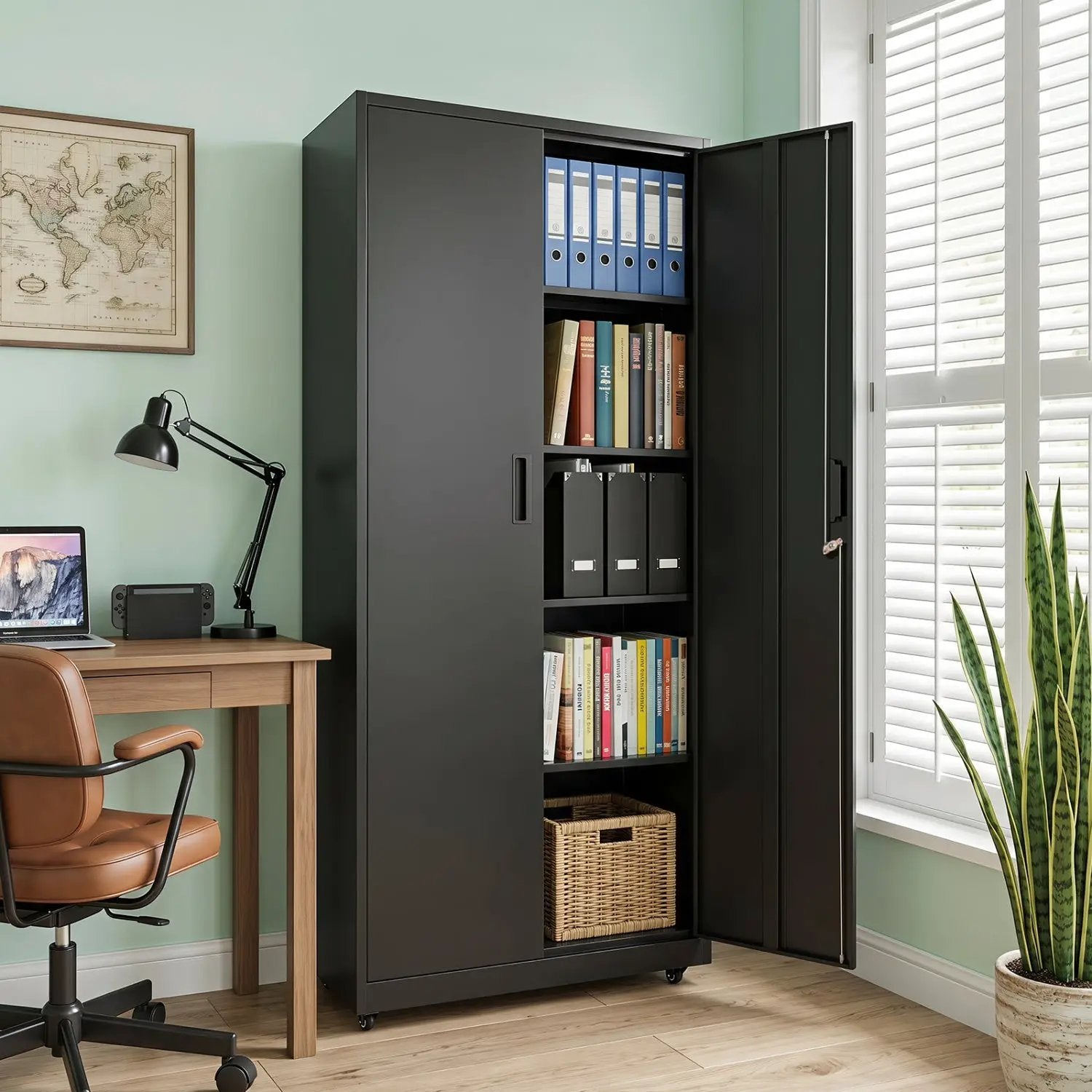 Rolling Metal Storage Cabinet 73" Lockable with 4 Wheels by DirectDeals
