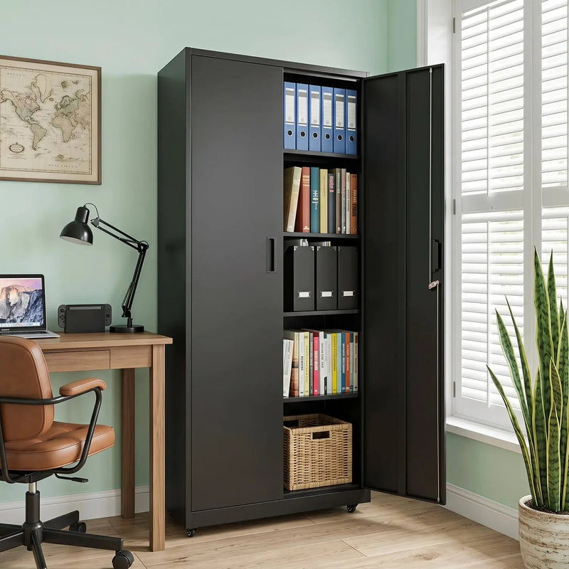 Rolling Metal Storage Cabinet 73" Lockable with 4 Wheels by DirectDeals