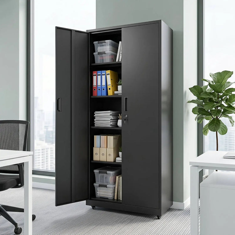 Rolling Metal Storage Cabinet 73" Lockable with 4 Wheels by DirectDeals