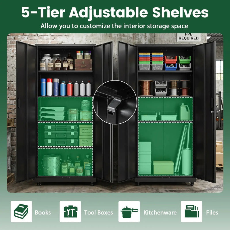Rolling Metal Storage Cabinet 73" Lockable with 4 Wheels by DirectDeals
