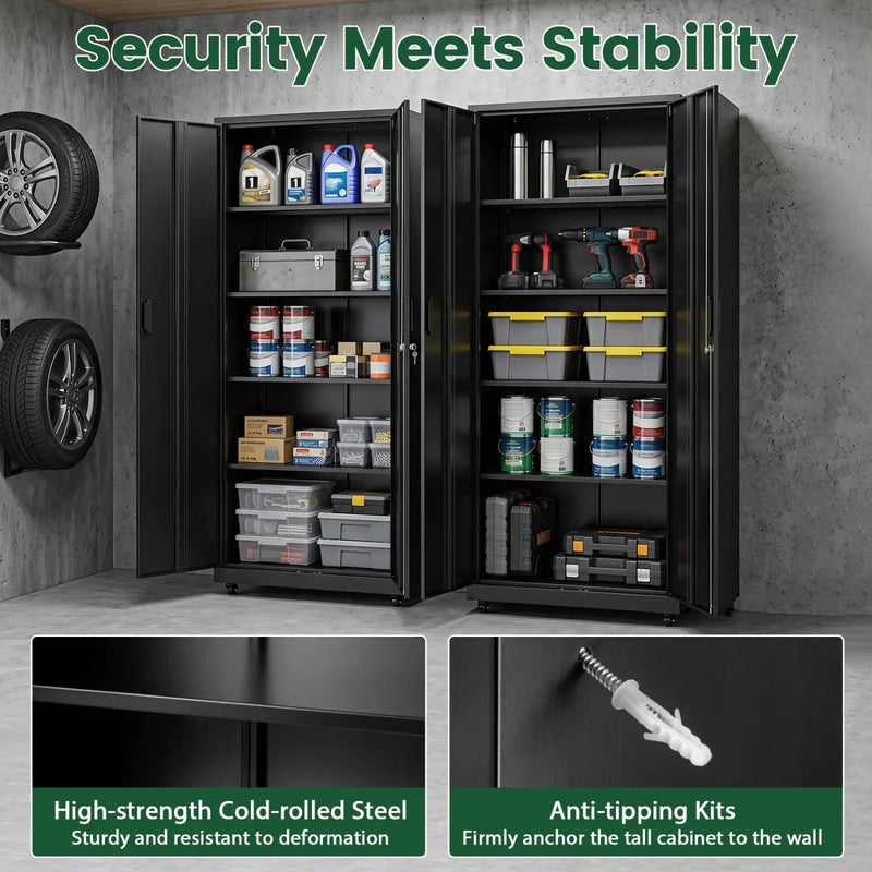 Rolling Metal Storage Cabinet 73" Lockable with 4 Wheels by DirectDeals