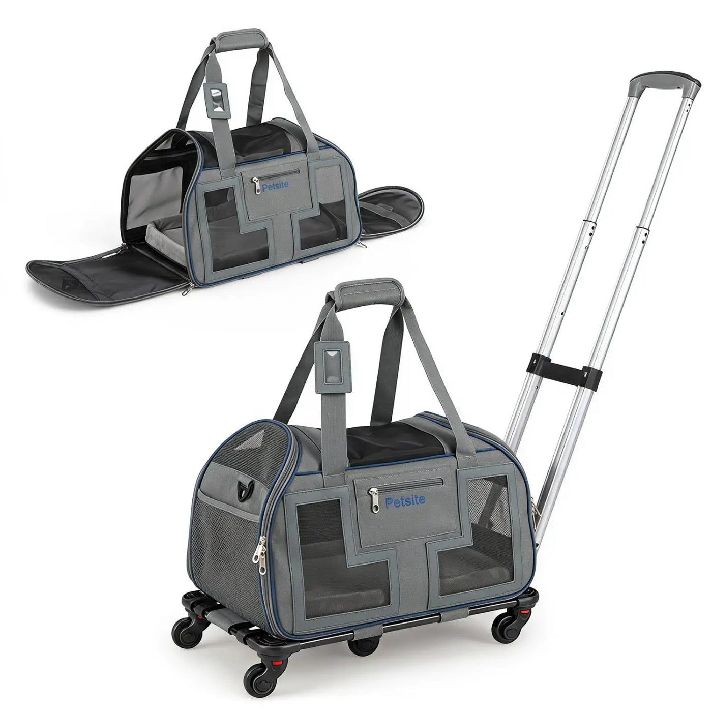 Rolling Pet Carrier with Wheels & Telescopic Handle by DirectDeals