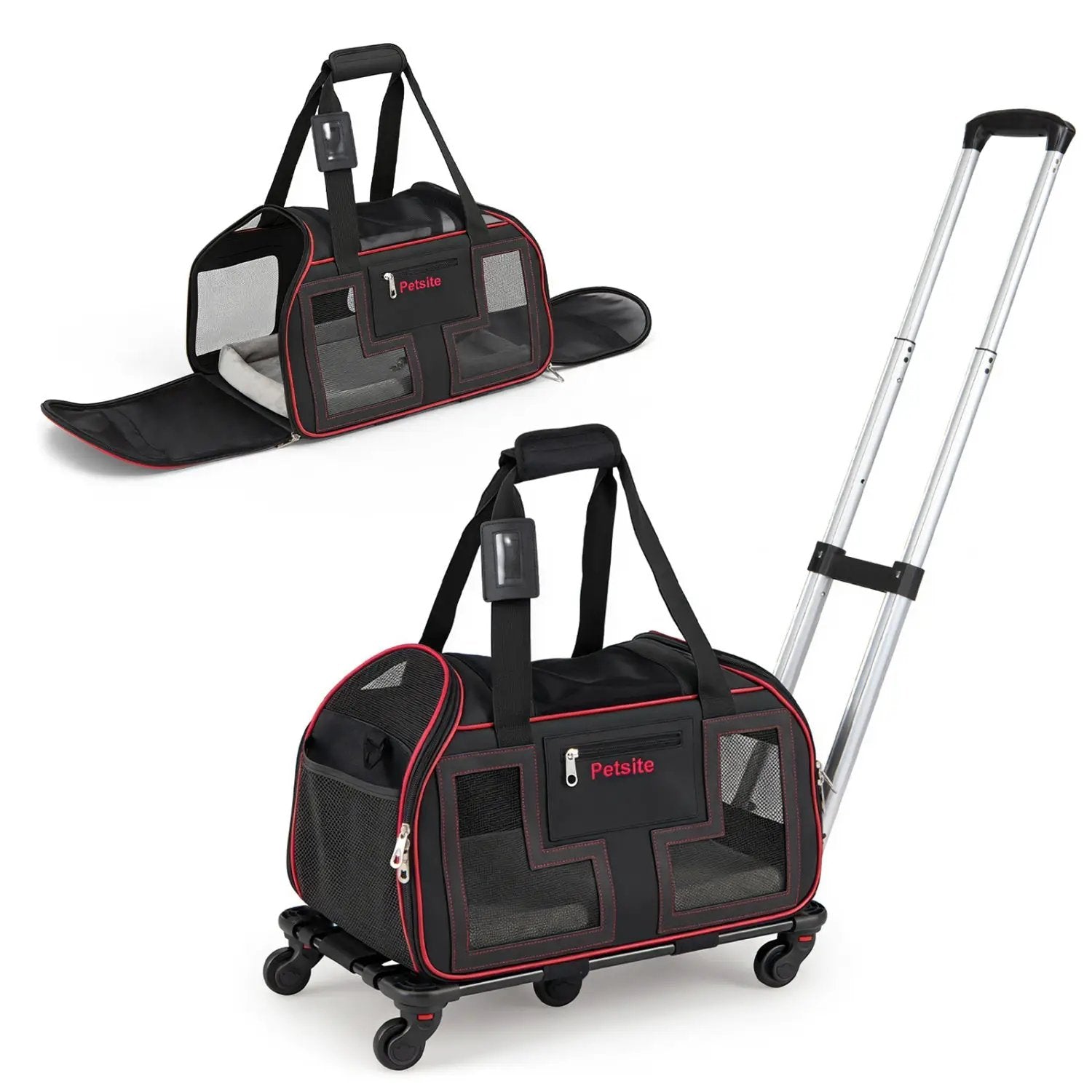Rolling Pet Carrier with Wheels & Telescopic Handle by DirectDeals
