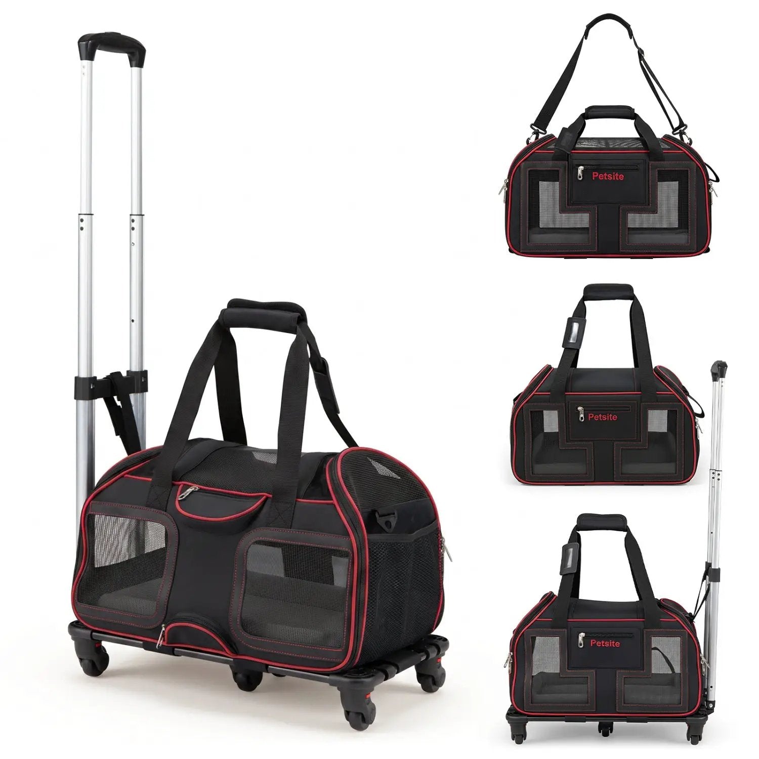 Rolling Pet Carrier with Wheels & Telescopic Handle by DirectDeals