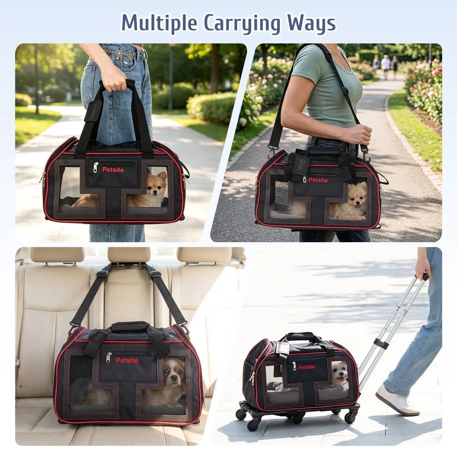 Rolling Pet Carrier with Wheels & Telescopic Handle by DirectDeals