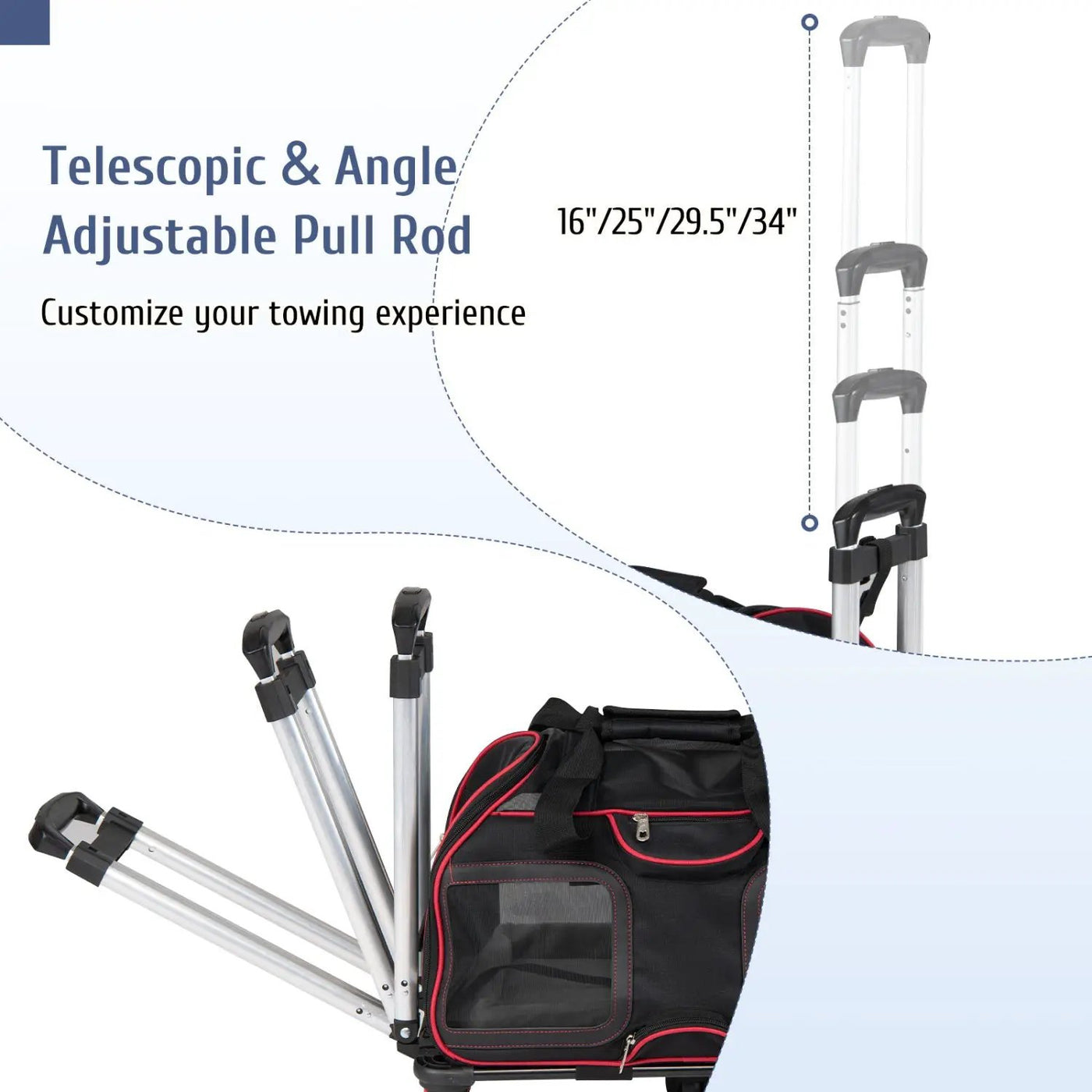 Rolling Pet Carrier with Wheels & Telescopic Handle by DirectDeals