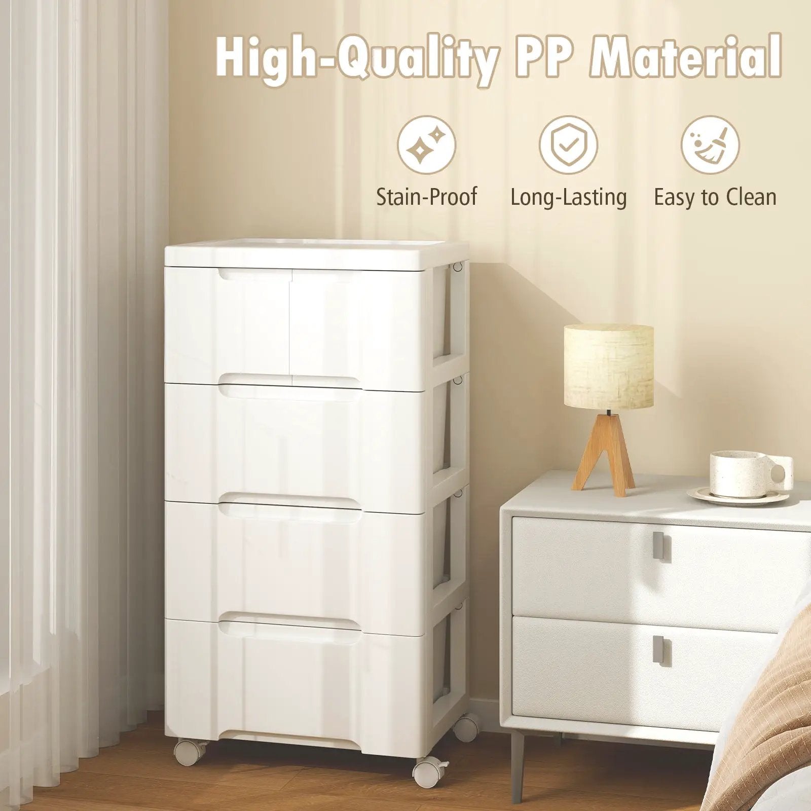 Rolling Storage Cabinet with Universal Wheels and 5/6/7 Drawers-5 Drawers by DirectDeals