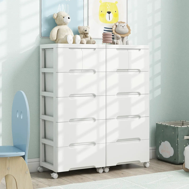 6-Drawer Rolling Storage Cabinet with Wheels - White by DirectDeals