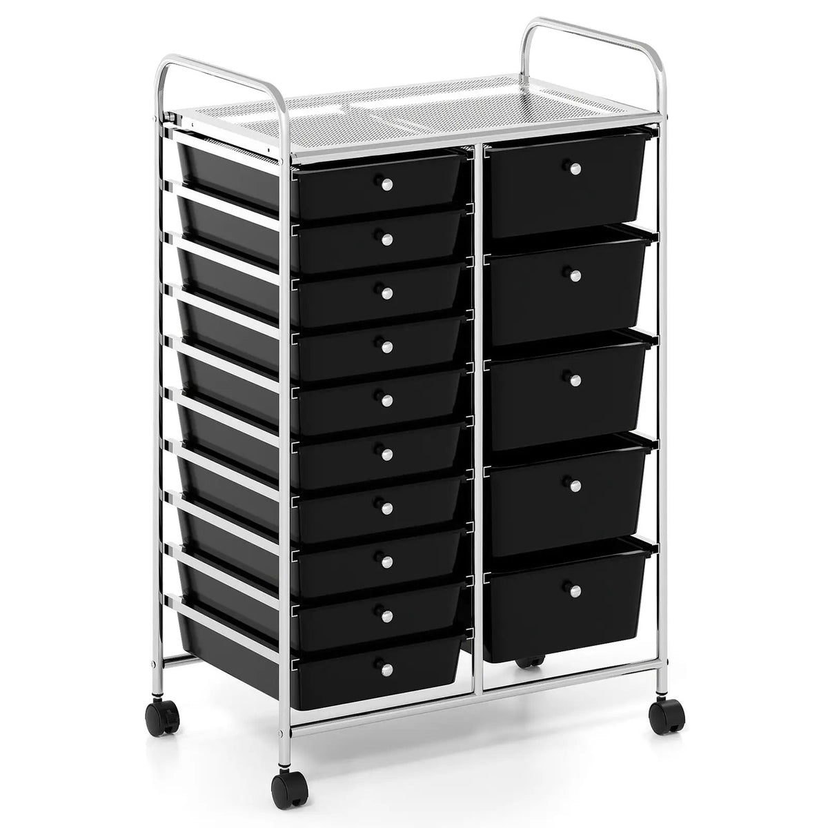 Rolling Storage Cart 15-Drawer Trolley with Chrome Plated Metal Frame, photo 11 of 24