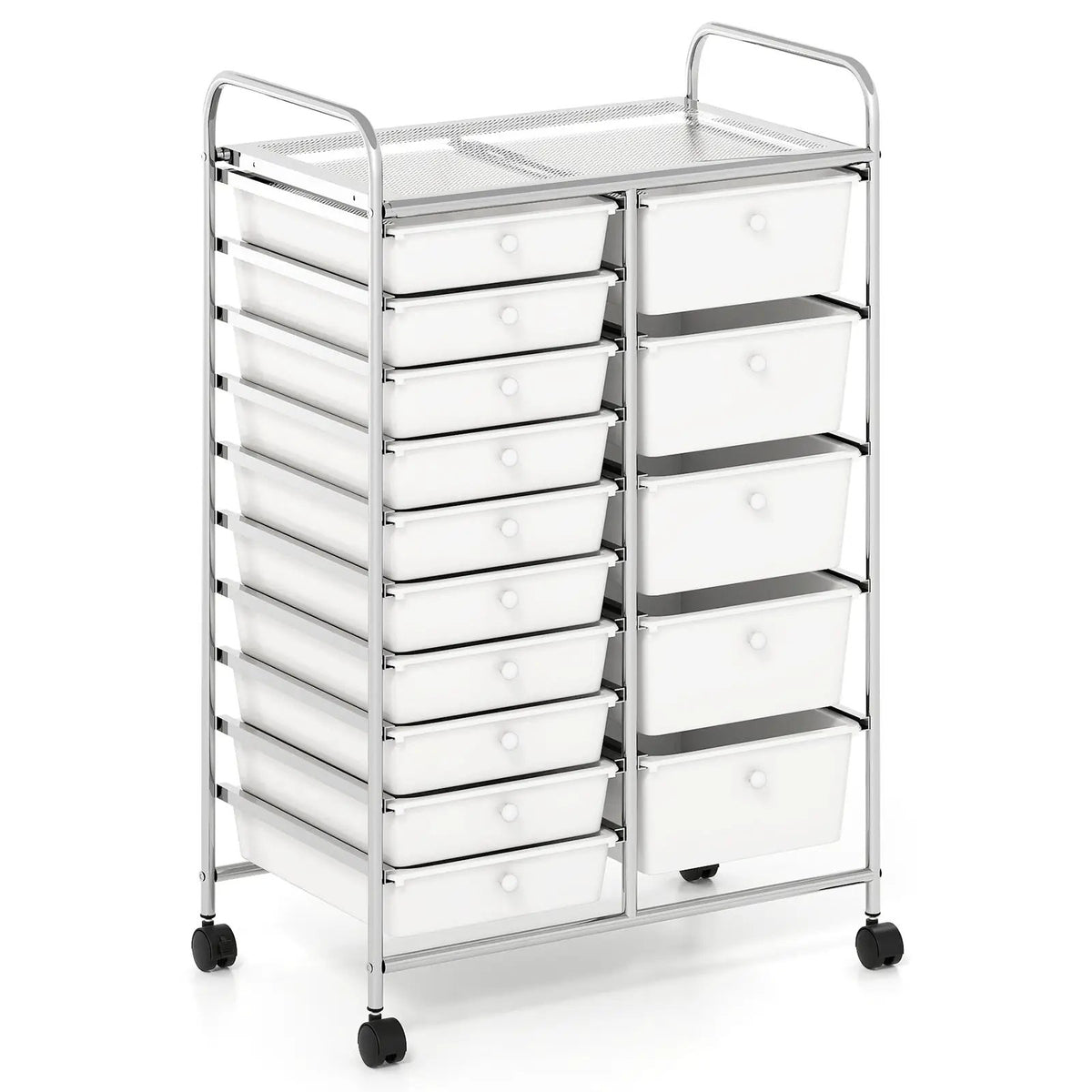 Rolling Storage Cart 15-Drawer Trolley with Chrome Plated Metal Frame, photo 10 of 24