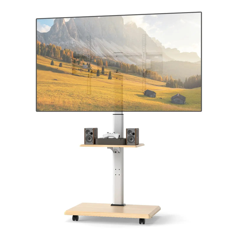 Rolling TV Stand on Wheels Mobile TV Cart for 32-75 Inch TVs Portable AV Cart by DirectDeals